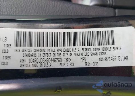 2016 Dodge Durango Limited из США, поврежденный, VIN 1C4RDJDGXGC446769